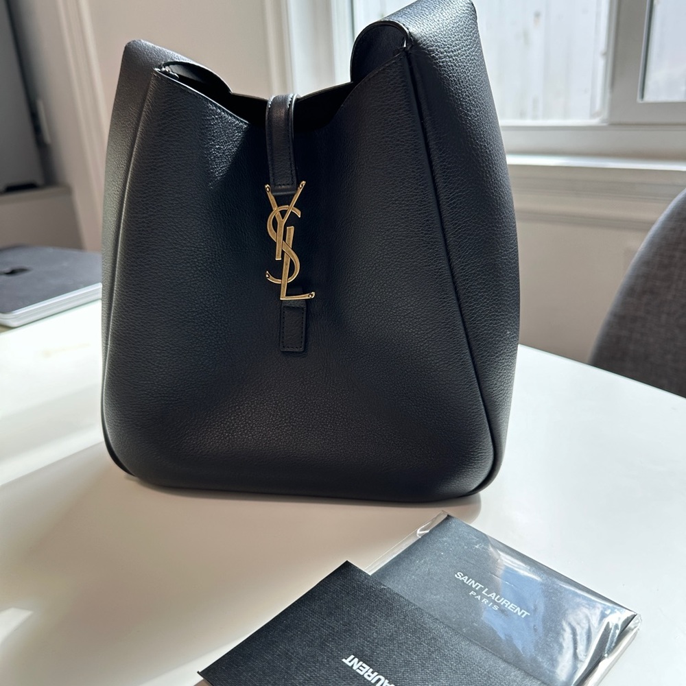 YSL Leather Hobo Bag, small, black.